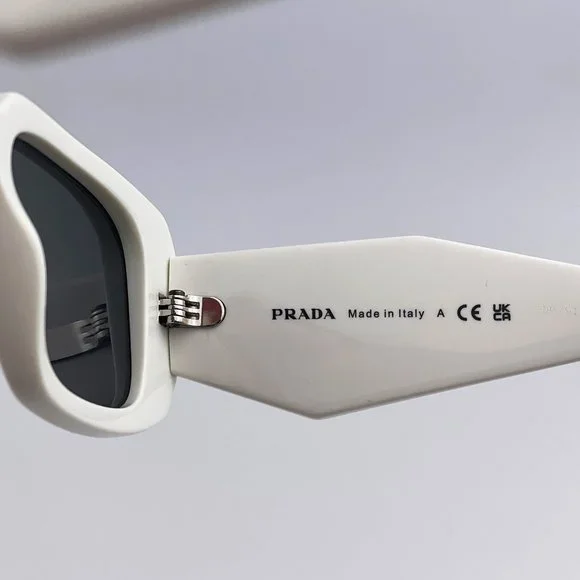 🔥  Prada PR17WS 1425S0 Sunglasses Ivory White Dark Gray Rectangle Unisex - Picture 6 of 10
